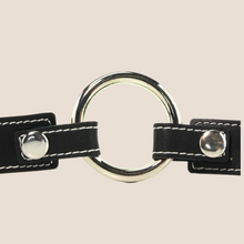 Load image into Gallery viewer, EDGE SEAMLESS O-RING GAG - BLACK Lined Leather