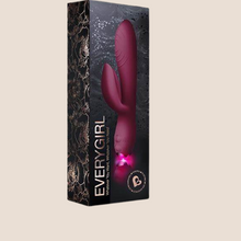 Load image into Gallery viewer, Rocks Off Everygirl Burgundy Rechargeable Rabbit Vibrator
