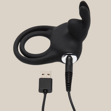 Load image into Gallery viewer, Happy Rabbit Couples Stimulating USB Rechargeable Rabbit Love Ring -Black