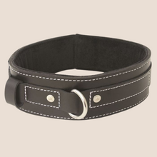 Load image into Gallery viewer, EDGE LINED LEATHER COLLAR/ CHOKER - BLACK