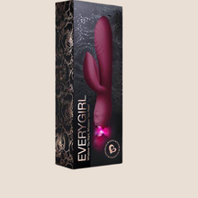 Load image into Gallery viewer, Rocks Off Everygirl Burgundy Rechargeable Rabbit Vibrator
