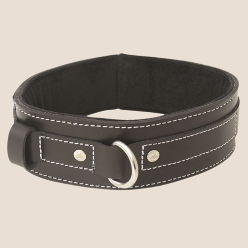 EDGE LINED LEATHER COLLAR/ CHOKER - BLACK